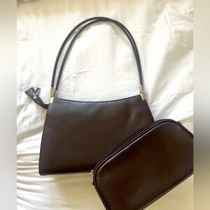 Brown leather shoulder bag